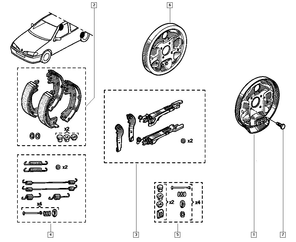 RENAULT 7701207266 - Комплект тормозных колодок, барабанные unicars.by