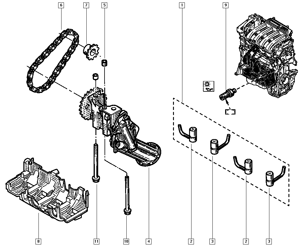 NISSAN 82003-97125 - Цепь, привод маслонасоса unicars.by