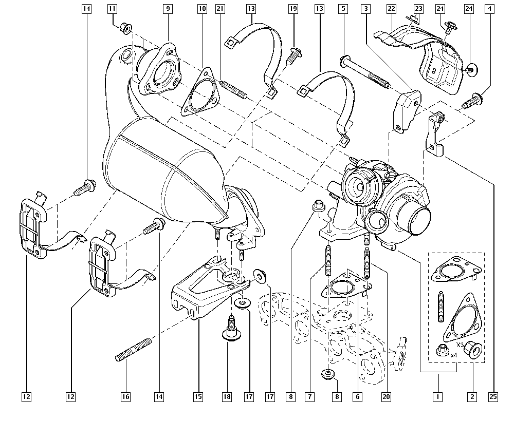 DACIA 7701476620 - Комплект прокладок, выпускной коллектор unicars.by