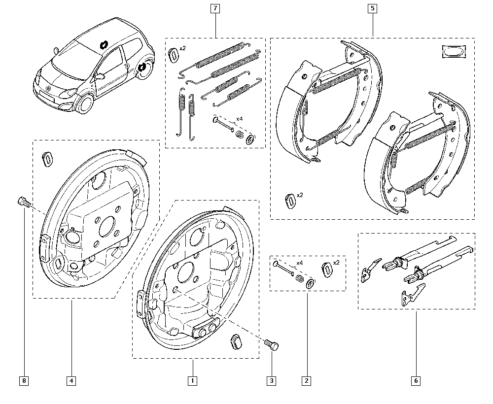 RENAULT 7701209586 - Комплект тормозных колодок, барабанные unicars.by