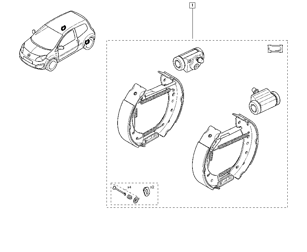 RENAULT 77 01 209 591 - Комплект тормозных колодок, барабанные unicars.by