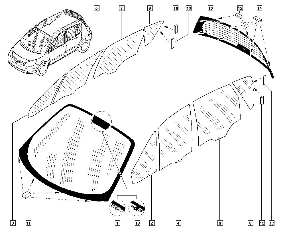 RENAULT 8200120589 - Боковое стекло unicars.by