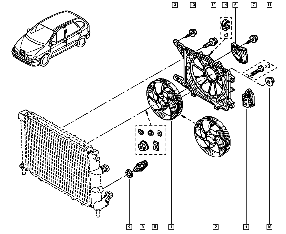 RENAULT 7701051497 - Вентилятор, охлаждение двигателя unicars.by