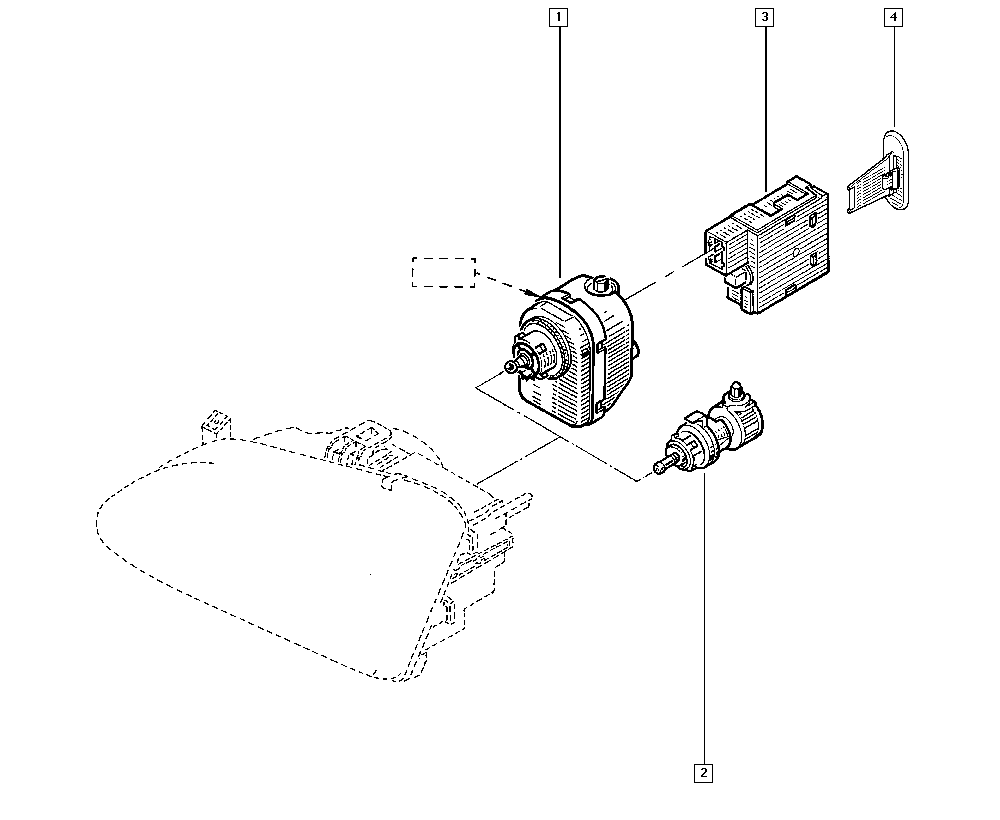 RENAULT 77 00 840 141 - Регулировочный элемент, актуатор, угол наклона фар unicars.by