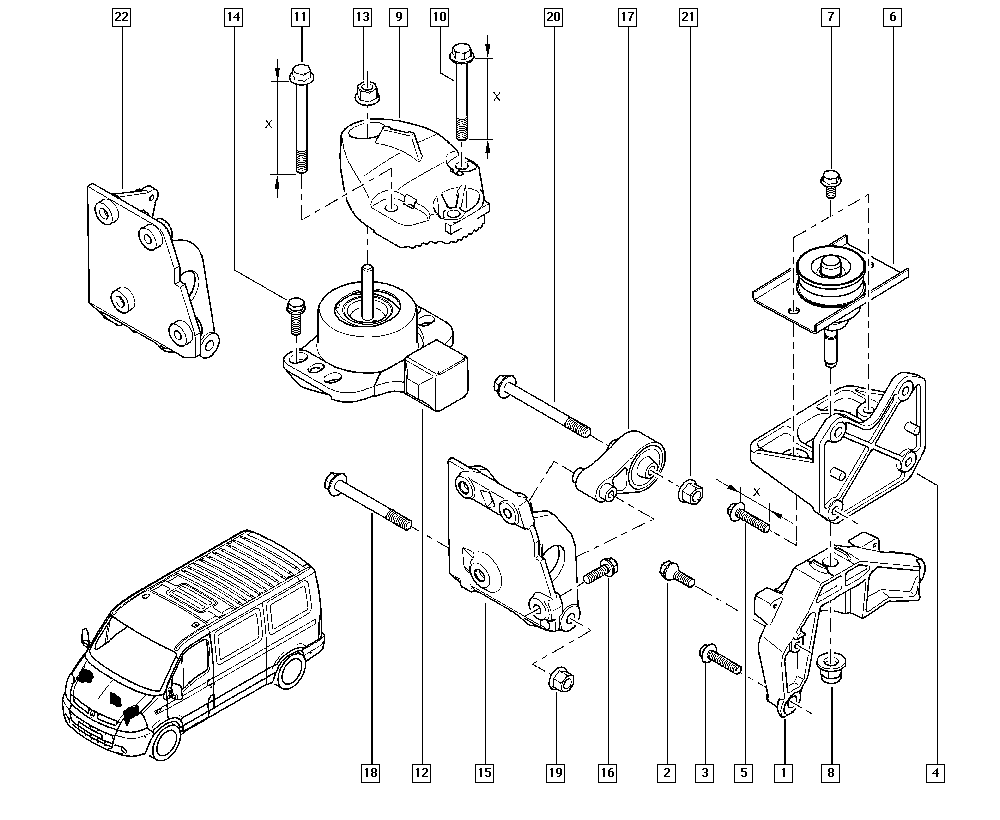 RENAULT 8200022596 - Подушка, опора, подвеска двигателя unicars.by