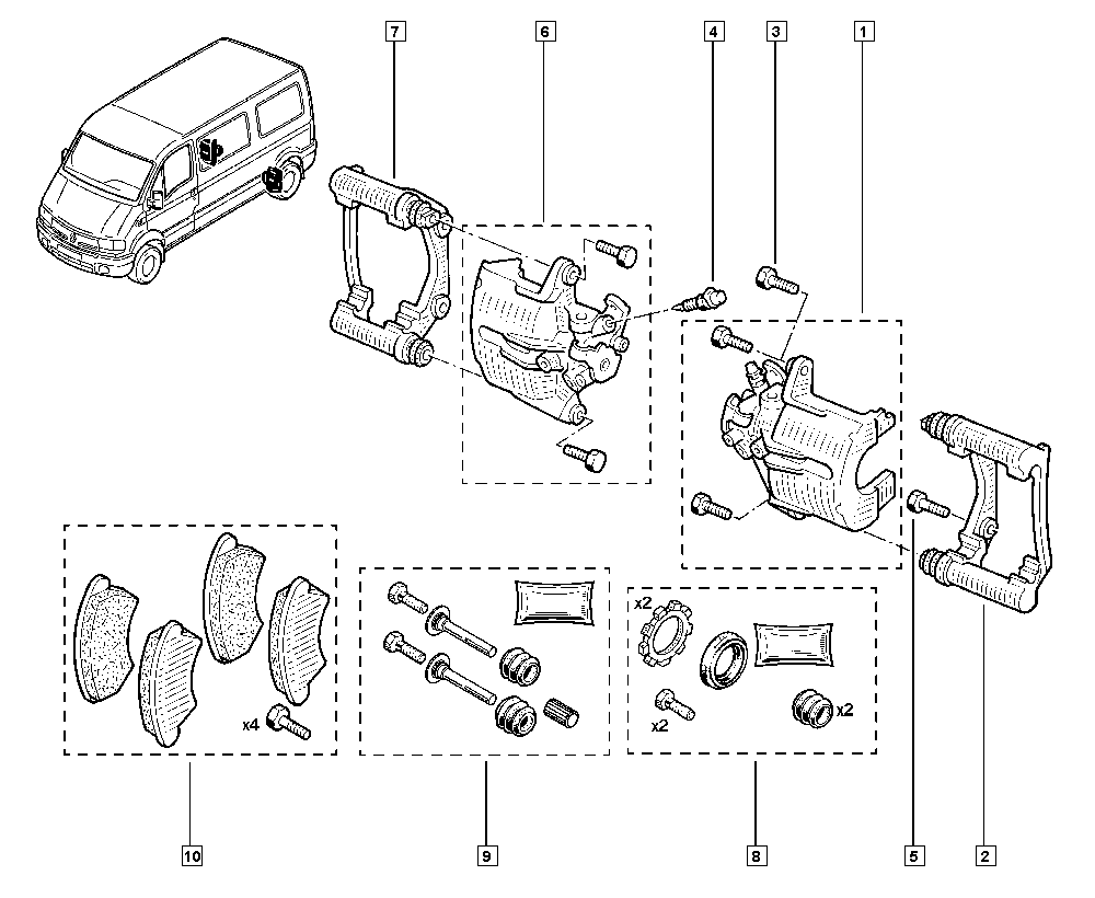 RENAULT 77 01 207 158 - Комплект направляющей гильзы, тормозной поршень unicars.by