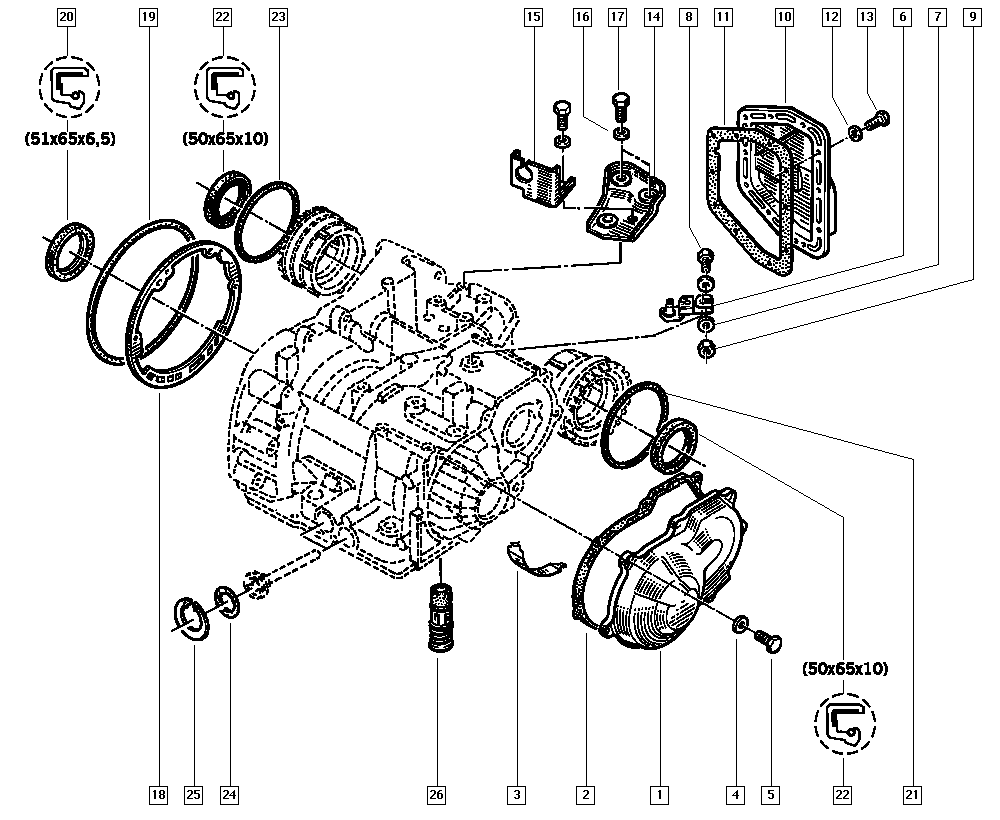 RENAULT 7703087142 - Уплотняющее кольцо, дифференциал unicars.by