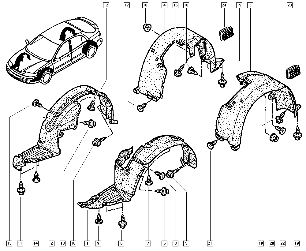 RENAULT 7703077435 - Пружинный зажим unicars.by