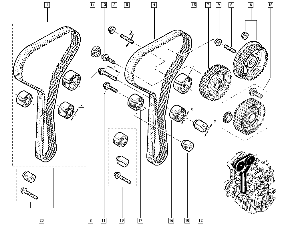 DACIA 77 01 063 999 - Комплект зубчатого ремня ГРМ unicars.by