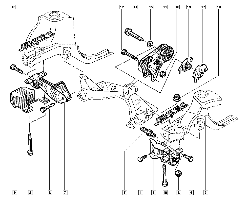 RENAULT 77 00 425 709 - Подушка, опора, подвеска двигателя unicars.by