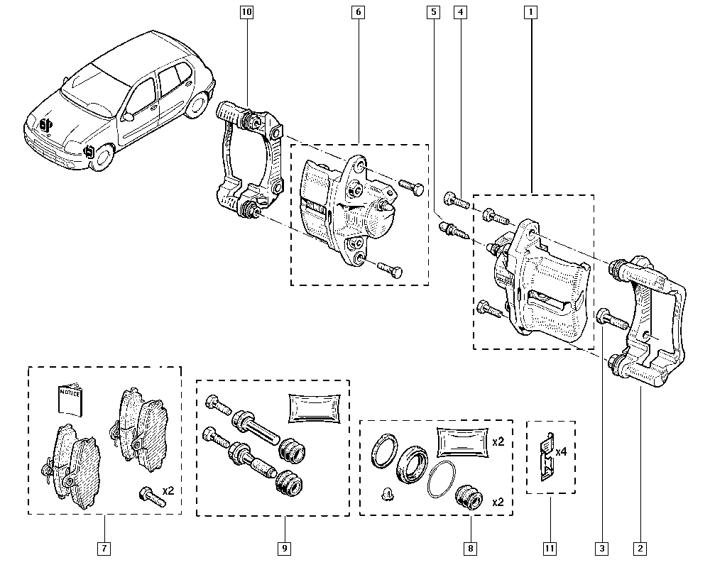 RENAULT 7701210142 - Тормозные колодки, дисковые, комплект unicars.by