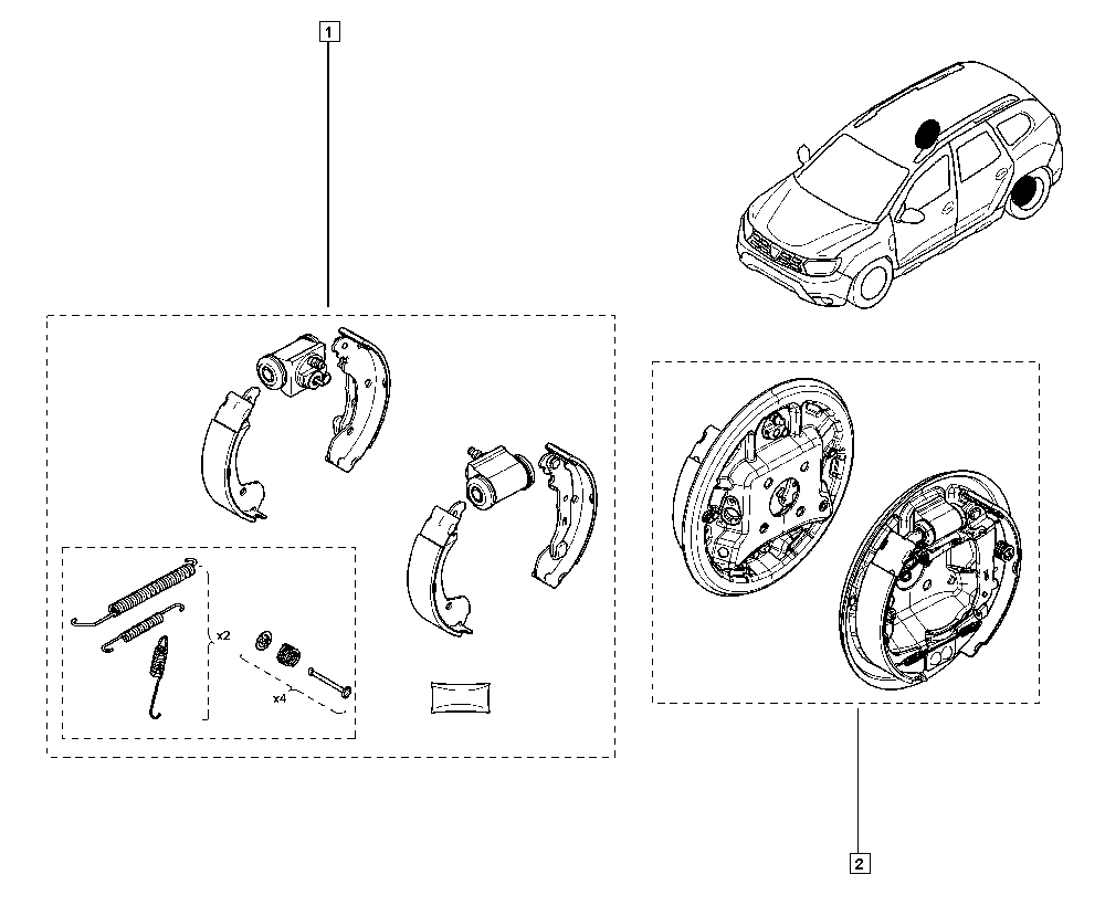 DACIA 77 01 210 108 - Комплект тормозных колодок, барабанные unicars.by