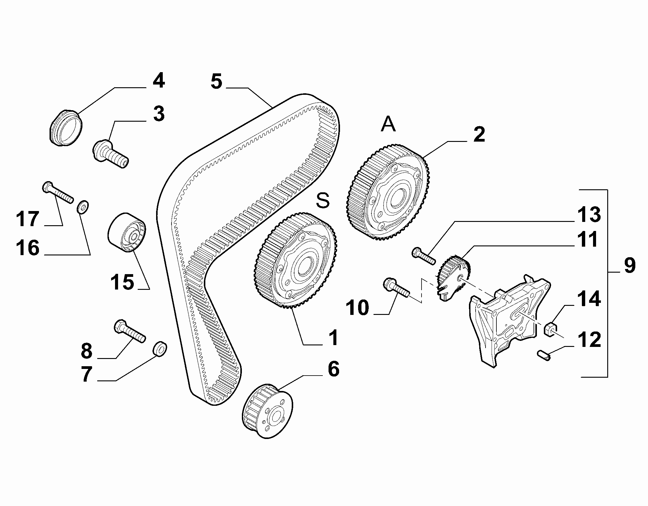 SAAB 55187100 - Комплект зубчатого ремня ГРМ unicars.by