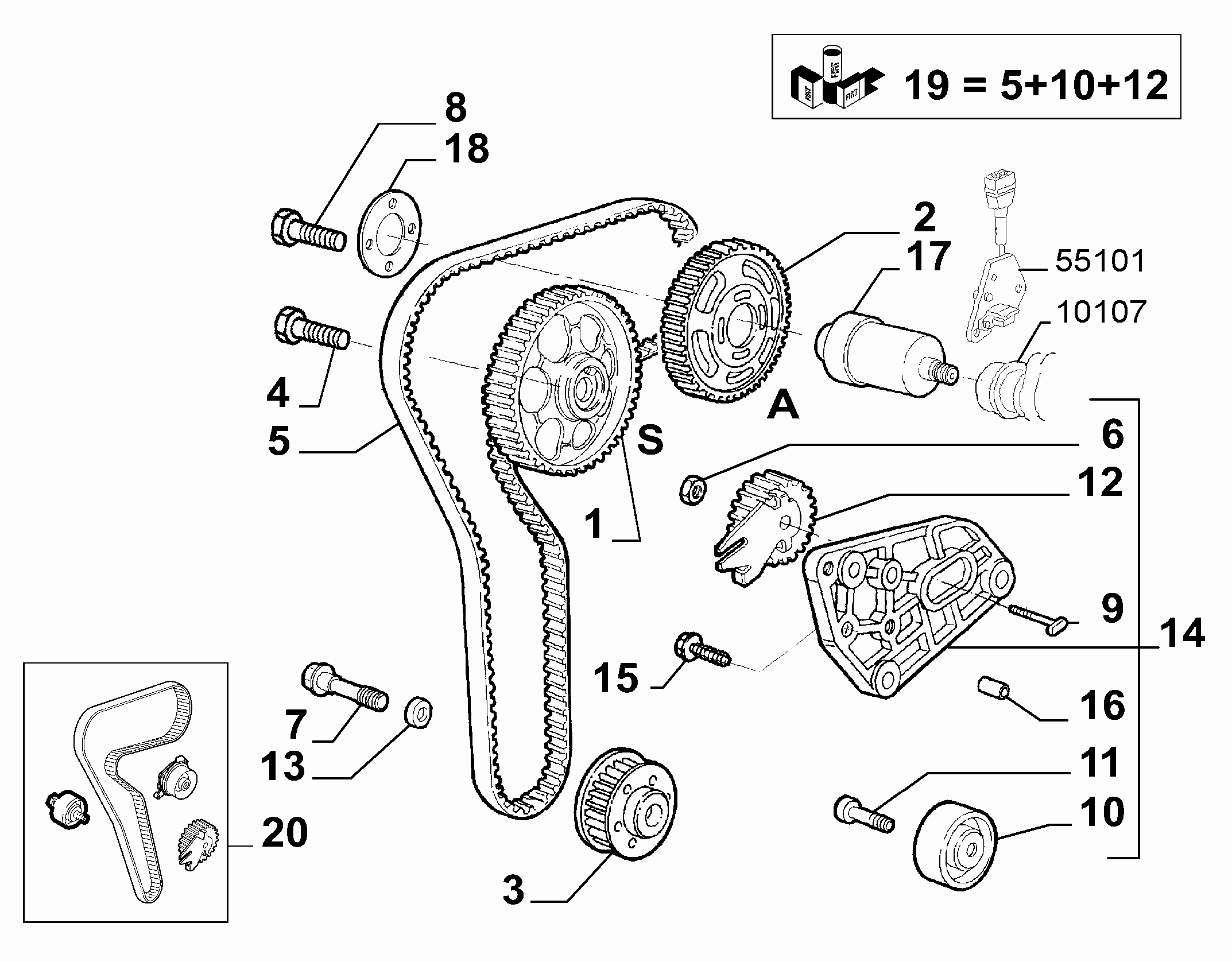 Lancia 71736727 - Комплект зубчатого ремня ГРМ unicars.by