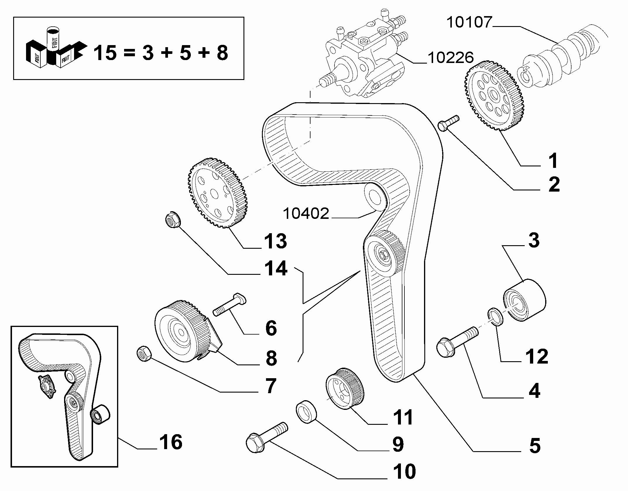 FIAT 71771582 - Водяной насос + комплект зубчатого ремня ГРМ unicars.by