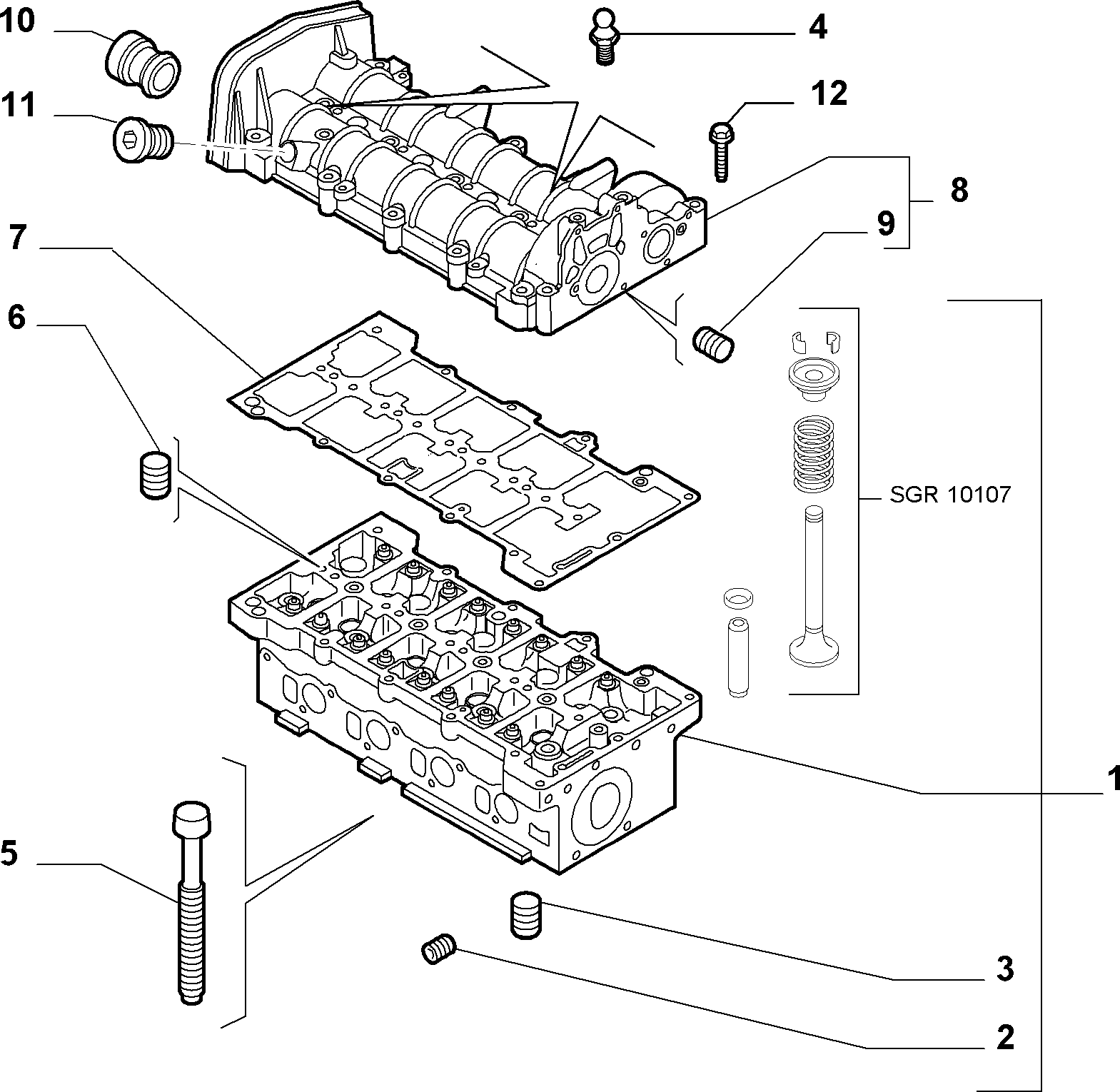 FIAT 55214216 - Комплект болтов головки цилиндра unicars.by