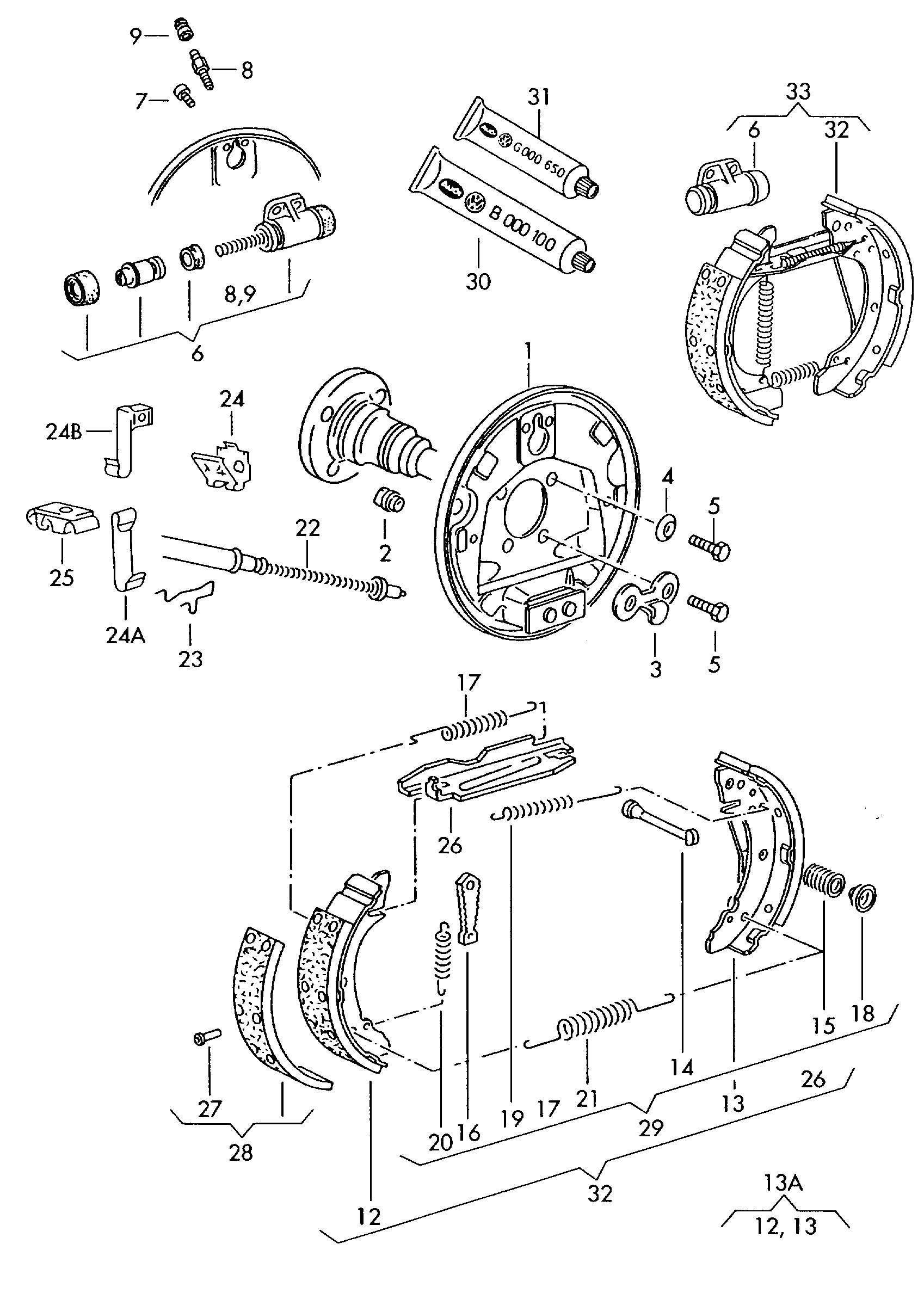 VAG 191 609 525 - Комплект тормозных колодок, барабанные unicars.by