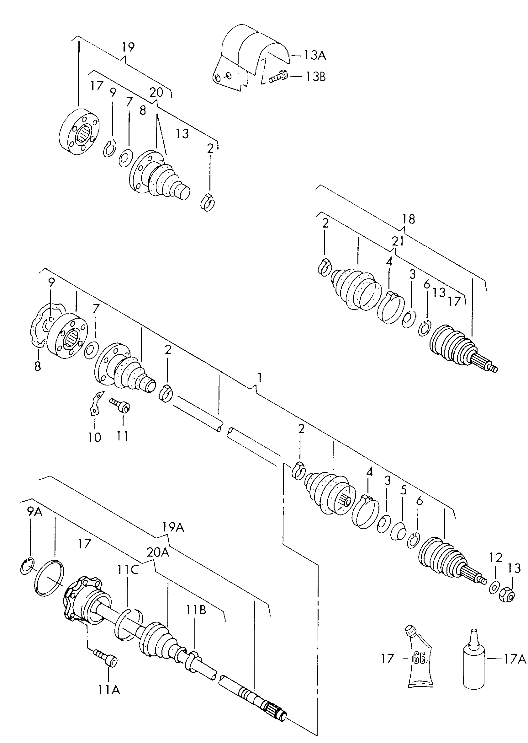 VAG 1H0 498 340X - Шарнирный комплект, ШРУС, приводной вал unicars.by