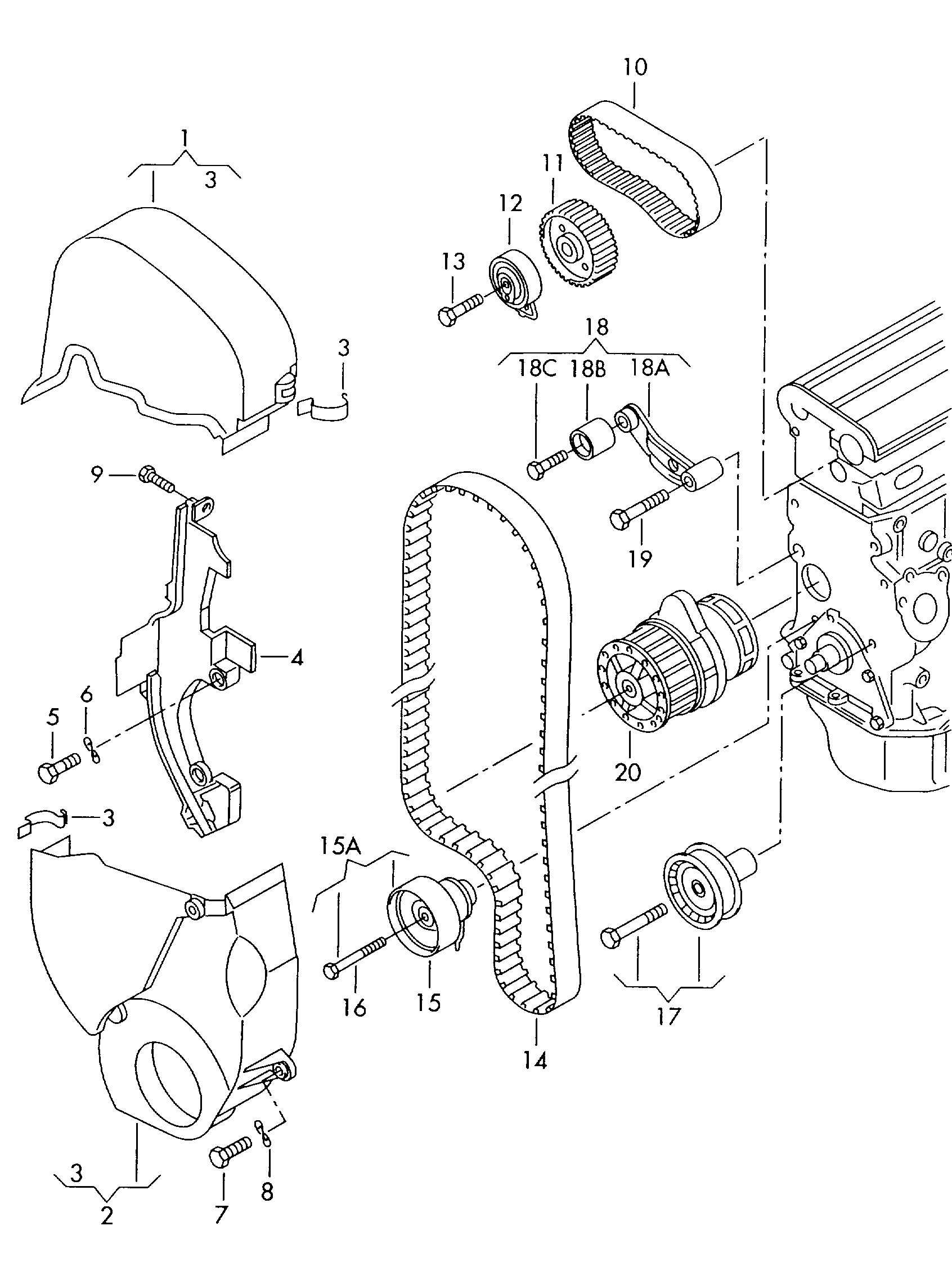 AUDI 036 109 181 B - Направляющий ролик, зубчатый ремень ГРМ unicars.by