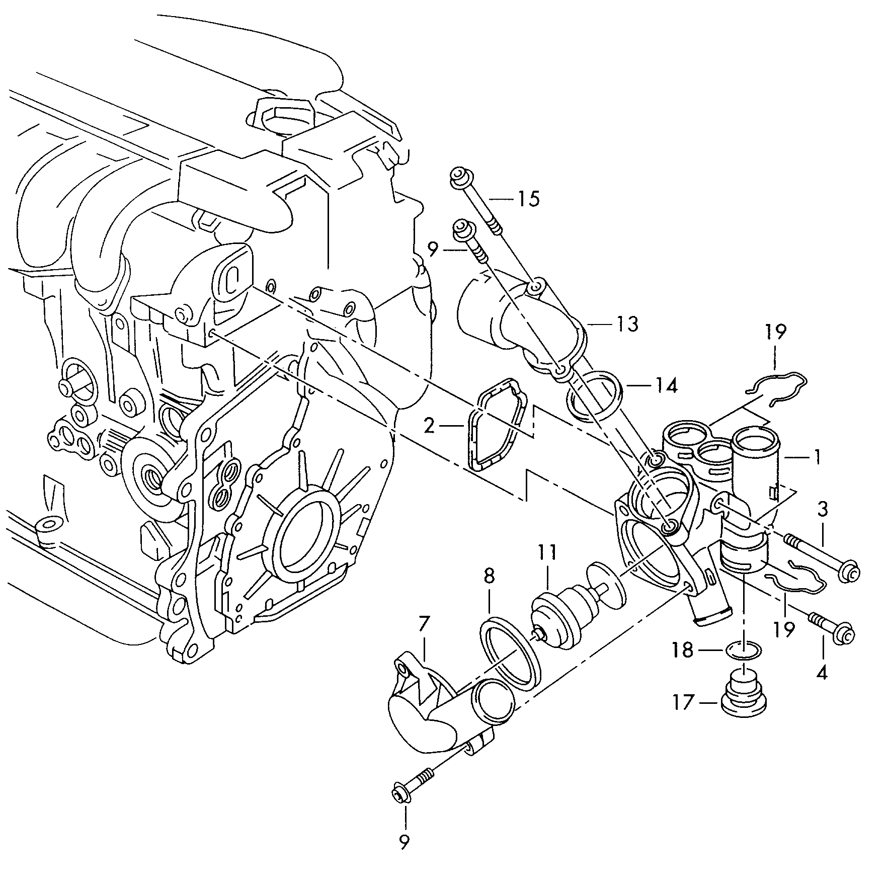 VW 075 121 113 D - Термостат охлаждающей жидкости / корпус unicars.by