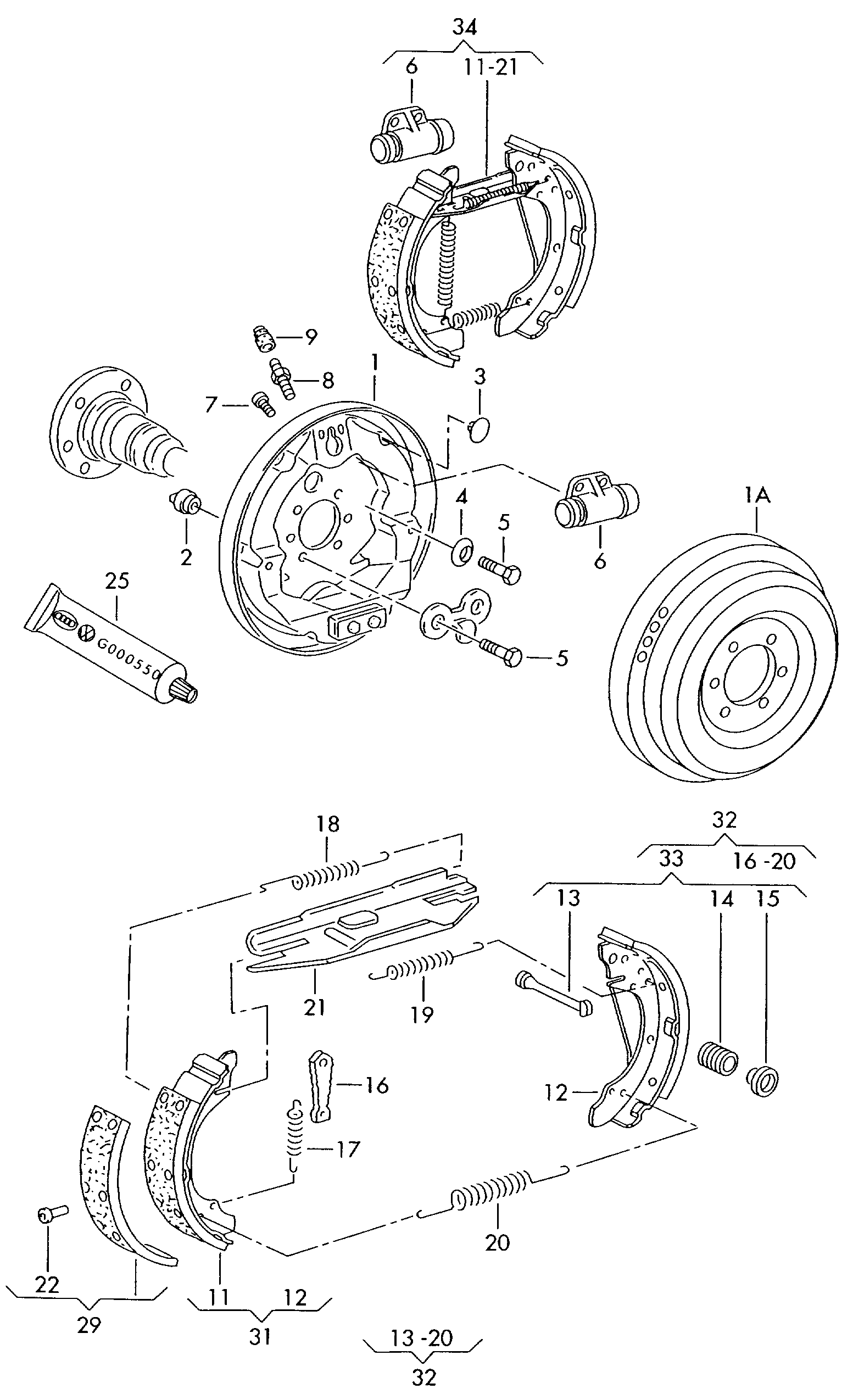 Skoda 5J0698511 - Комплект тормозных колодок, барабанные unicars.by