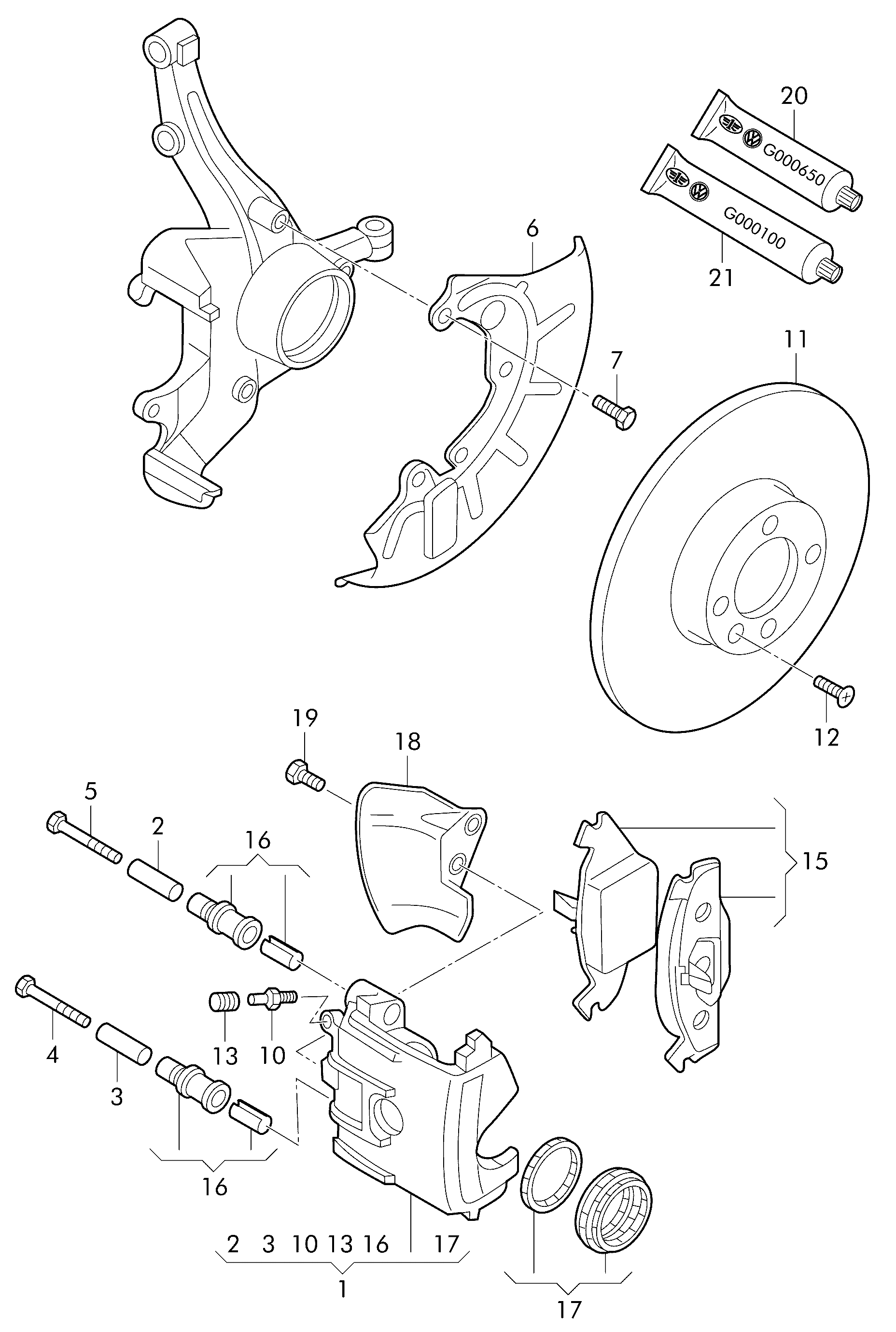 VAG 3A0 698 471 - Ремкомплект, тормозной суппорт unicars.by