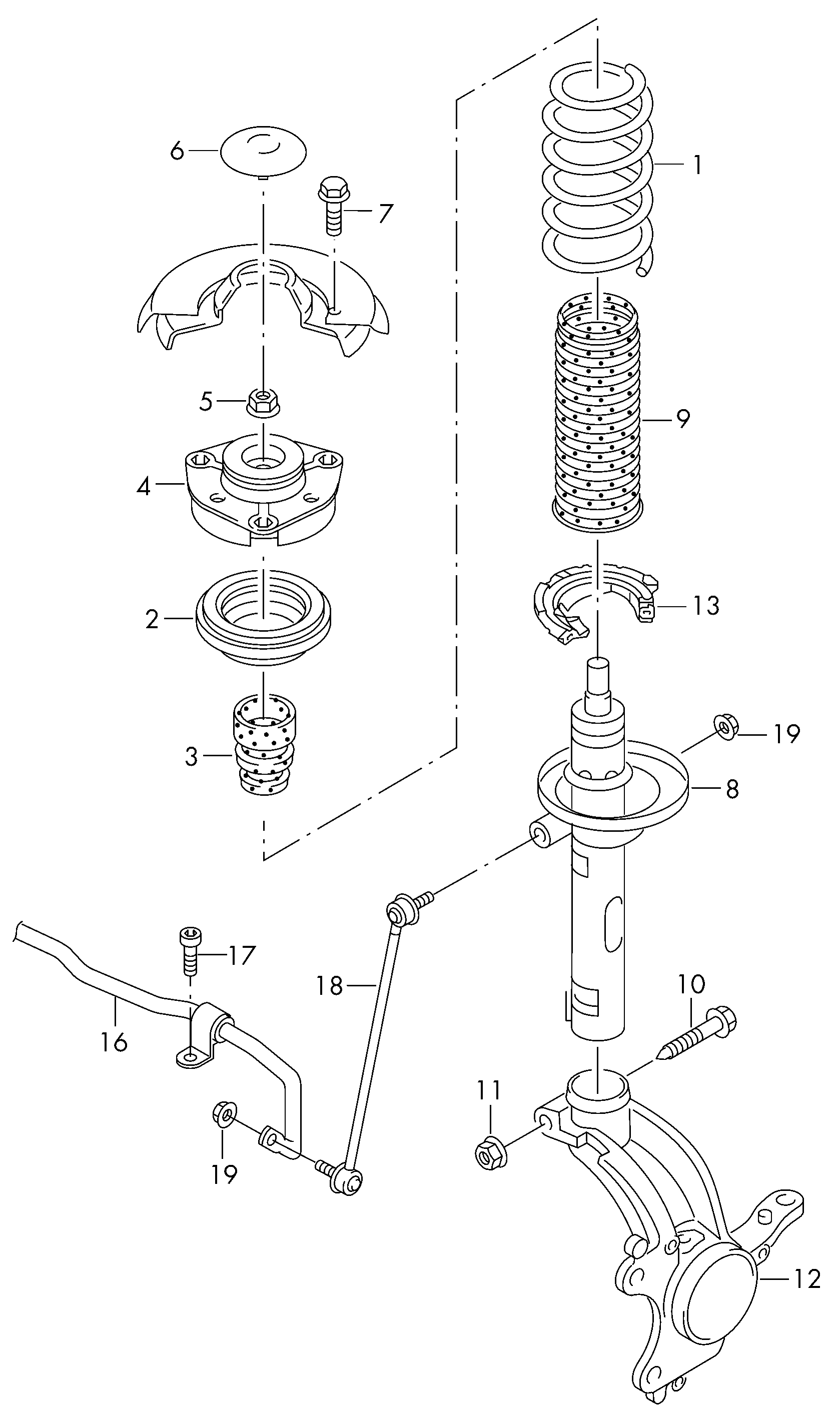 Skoda 5Q0412331C - Опора стойки амортизатора, подушка unicars.by