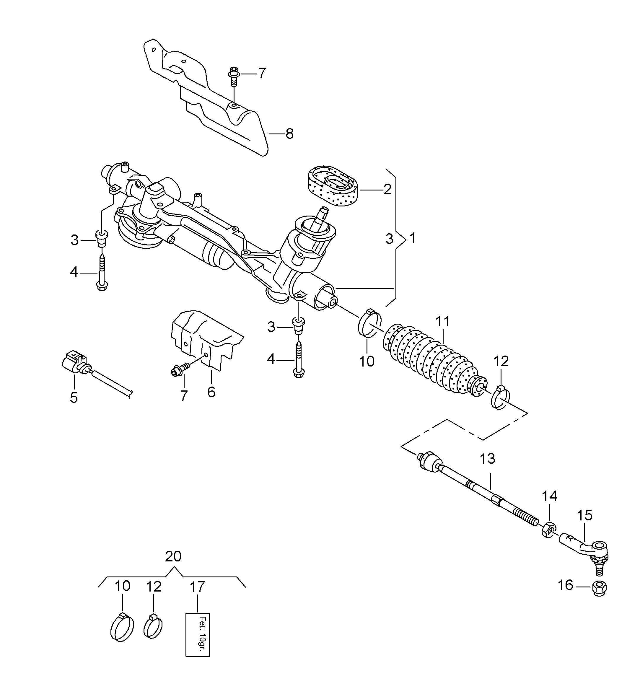 VW 5Q1423055A - Рулевой механизм, рейка unicars.by