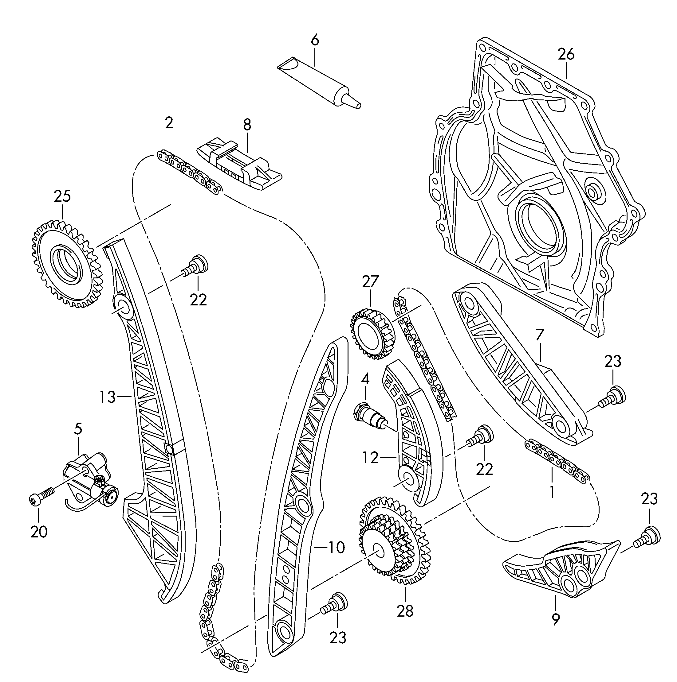 VAG 06K109467P - Комплект цепи привода распредвала unicars.by