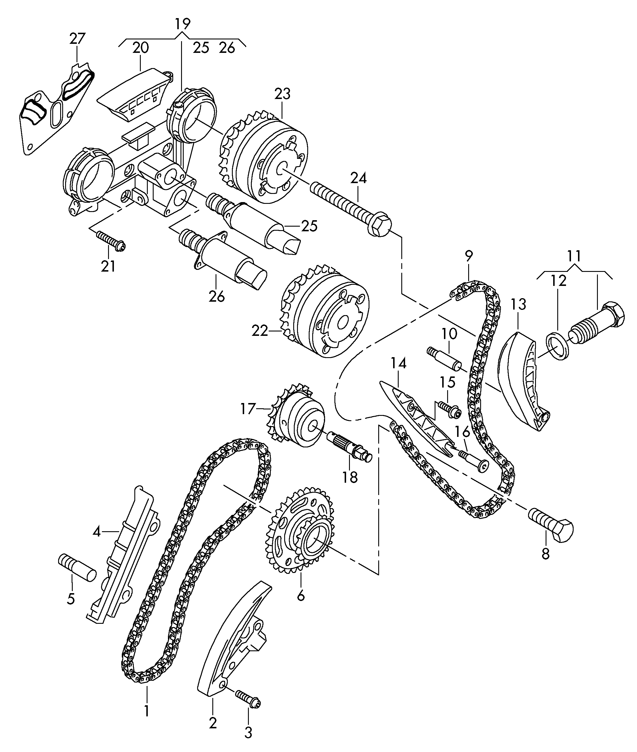 VW 066 109 570 - Комплект цепи привода распредвала unicars.by