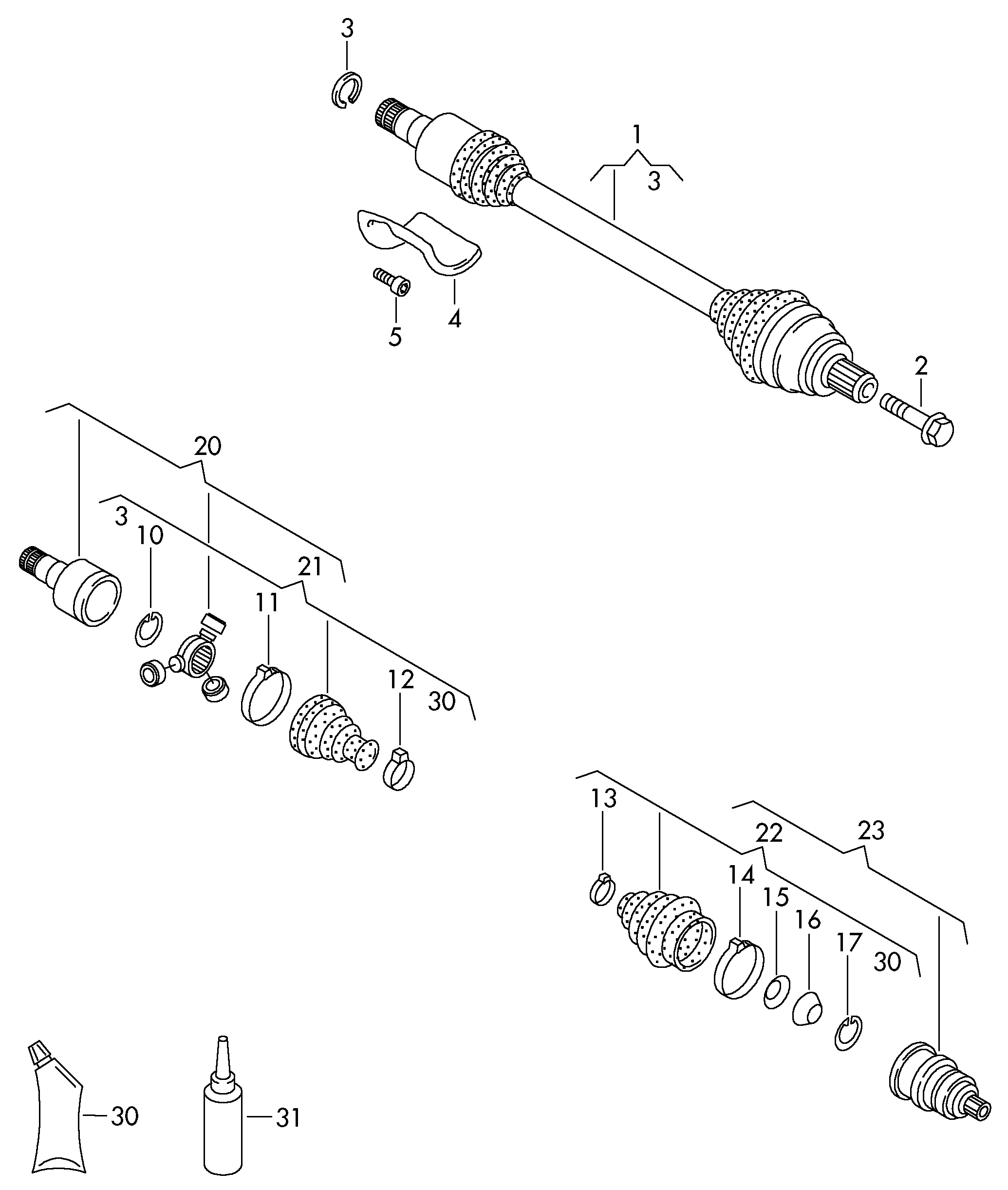 VW 6QD 498 099 - Шарнирный комплект, ШРУС, приводной вал unicars.by