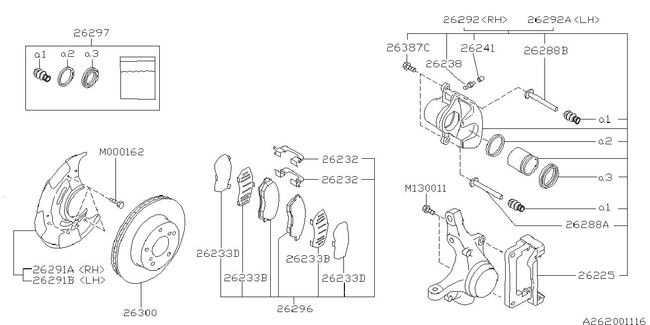 Subaru 26296-AE081 - Тормозные колодки, дисковые, комплект unicars.by