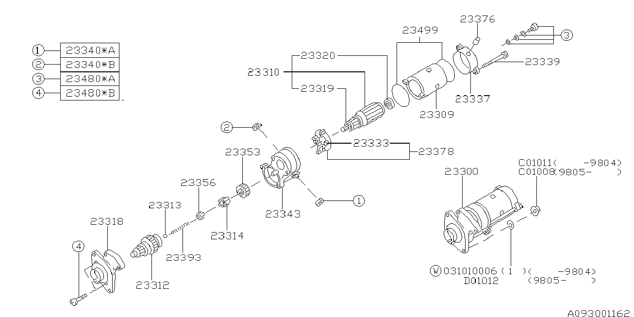 Subaru 23376-AA000 - Ремкомплект, стартер unicars.by