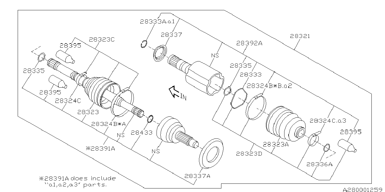 Subaru 28391-AJ002 - Шарнирный комплект, ШРУС, приводной вал unicars.by