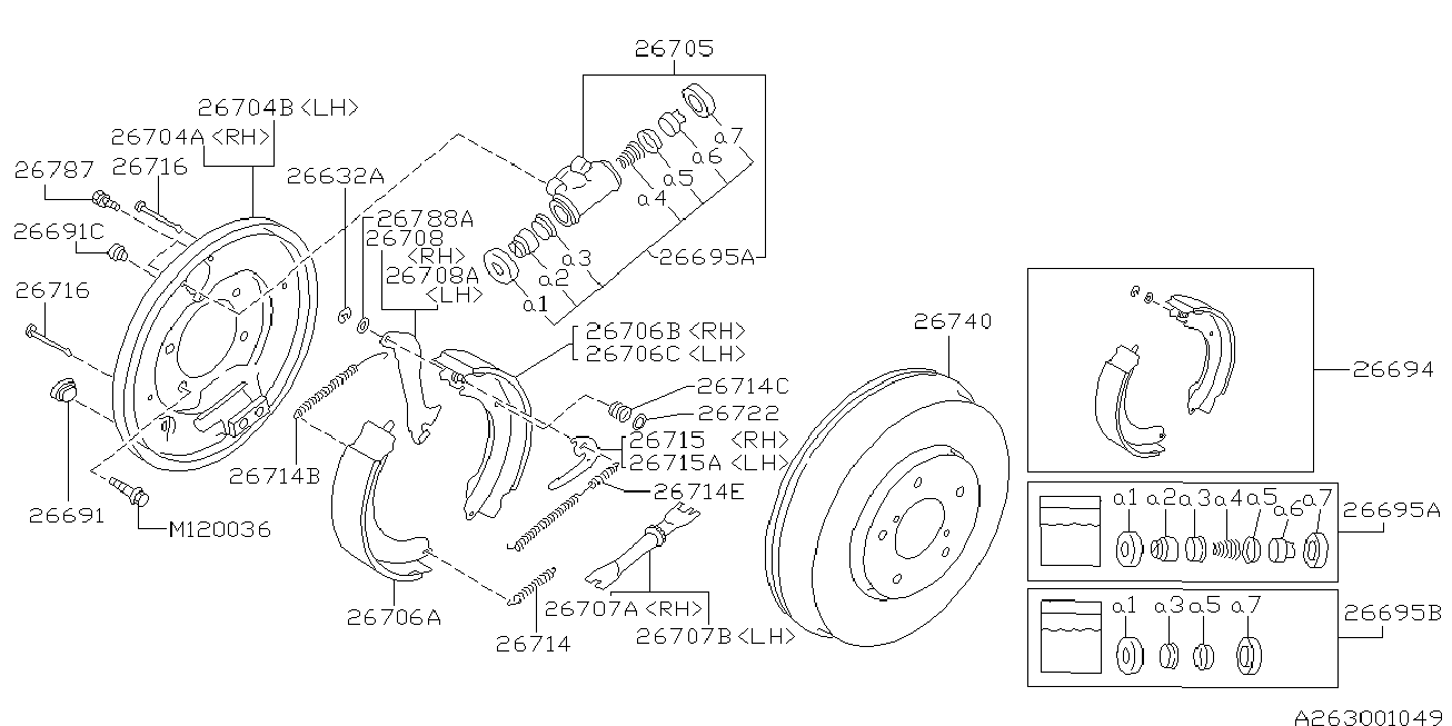 Subaru 26257AA030 - Комплект тормозных колодок, барабанные unicars.by