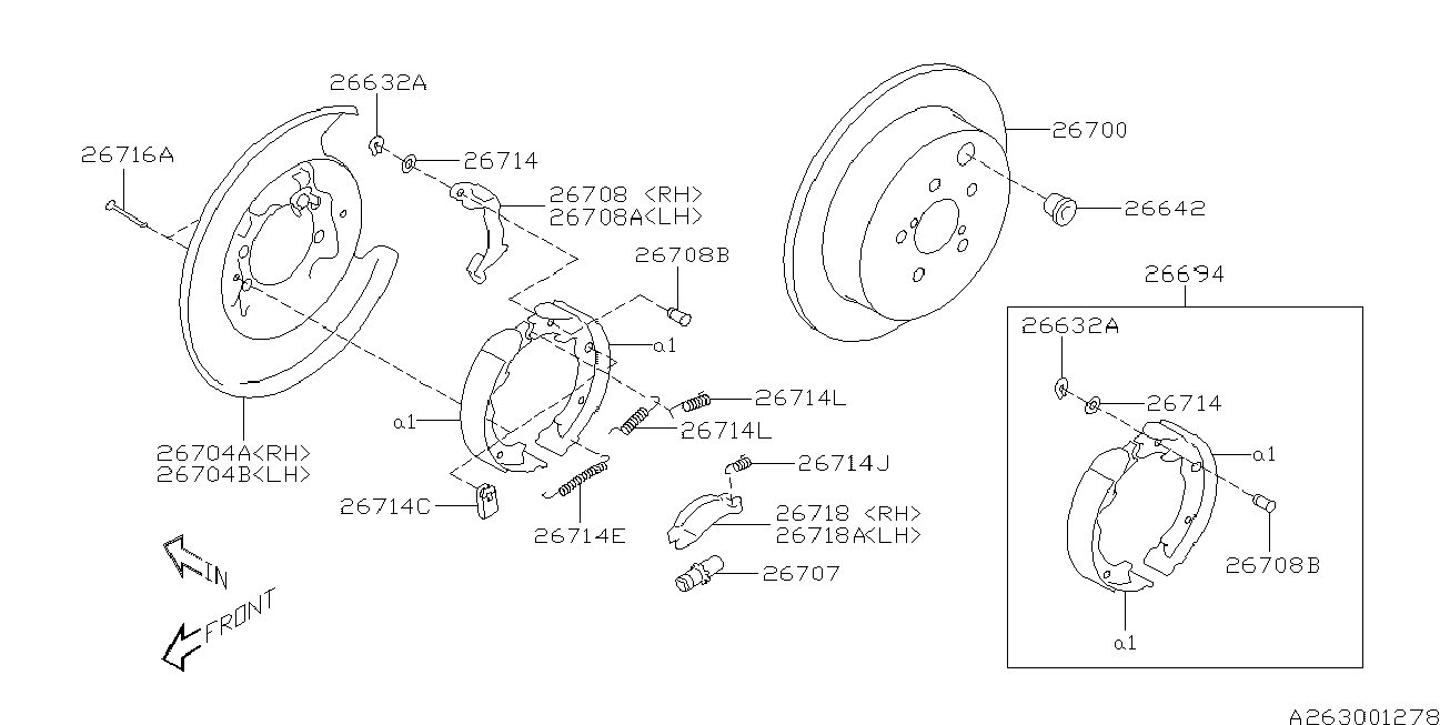 Subaru 26694CA000 - Комплект тормозов, ручник, парковка unicars.by