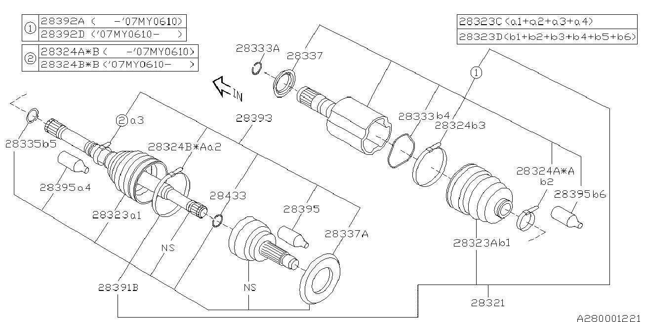 Subaru 28321-XA00B - Шарнирный комплект, ШРУС, приводной вал unicars.by