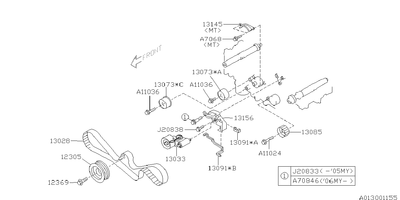 Subaru 13033-AA002 - Натяжной ролик, зубчатый ремень ГРМ unicars.by