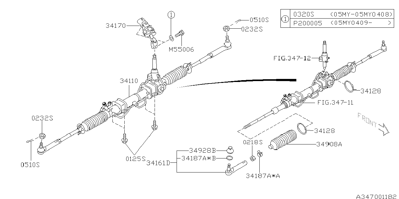 Subaru 34110-FE410 - Рулевой механизм, рейка unicars.by