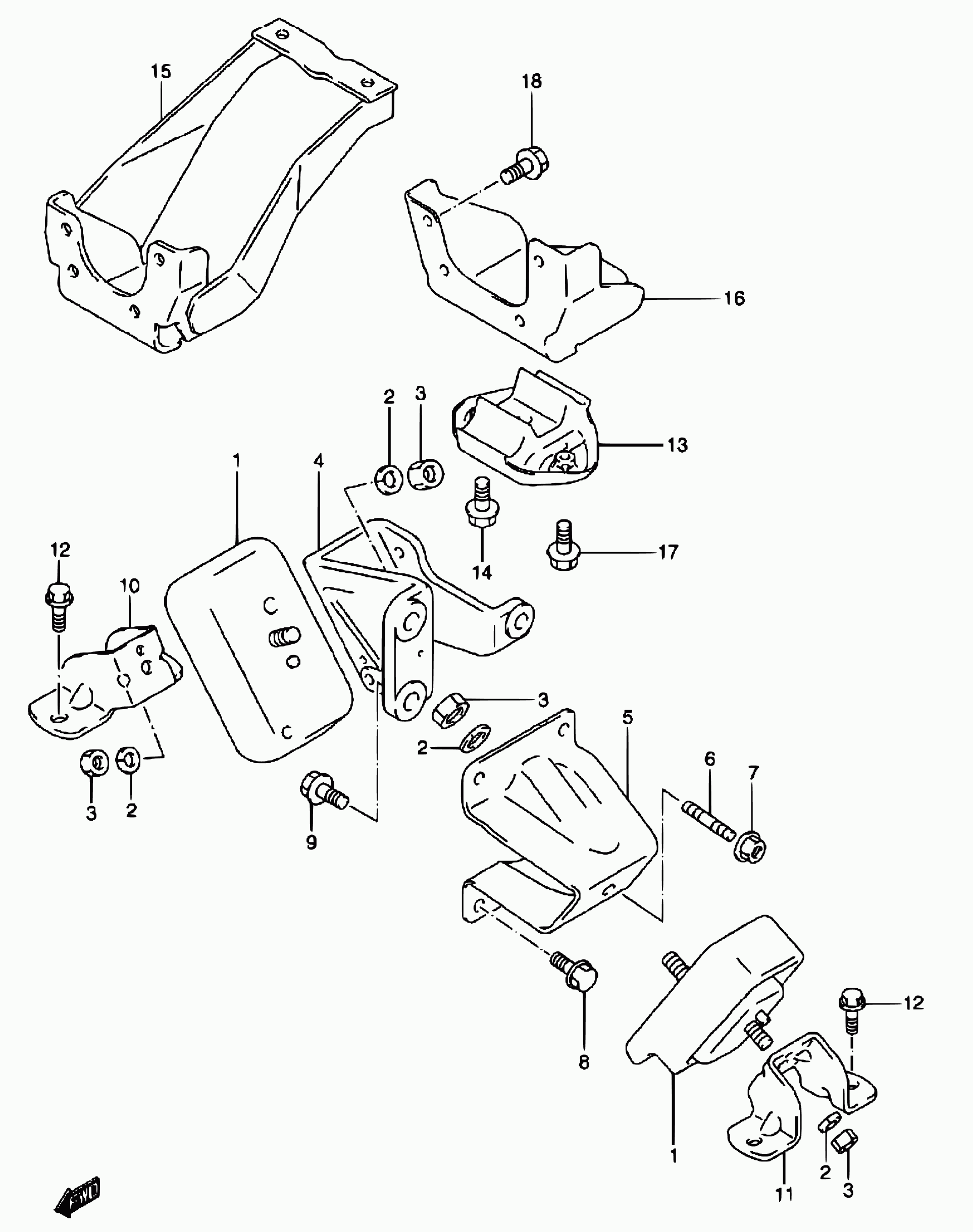 Suzuki 11610-81A00 - Подушка, опора, подвеска двигателя unicars.by