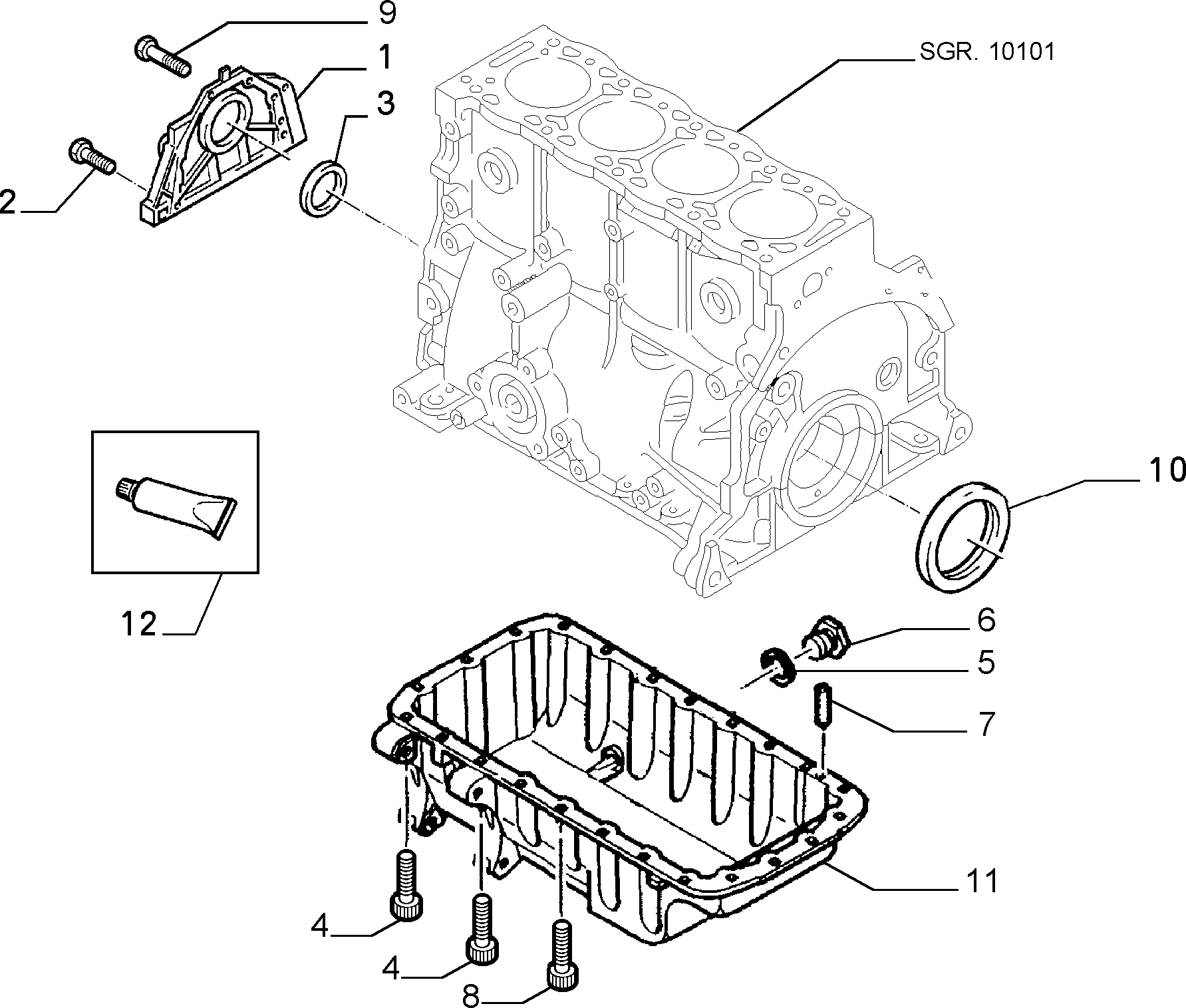 FIAT 9614379380 - Уплотняющее кольцо, коленчатый вал unicars.by