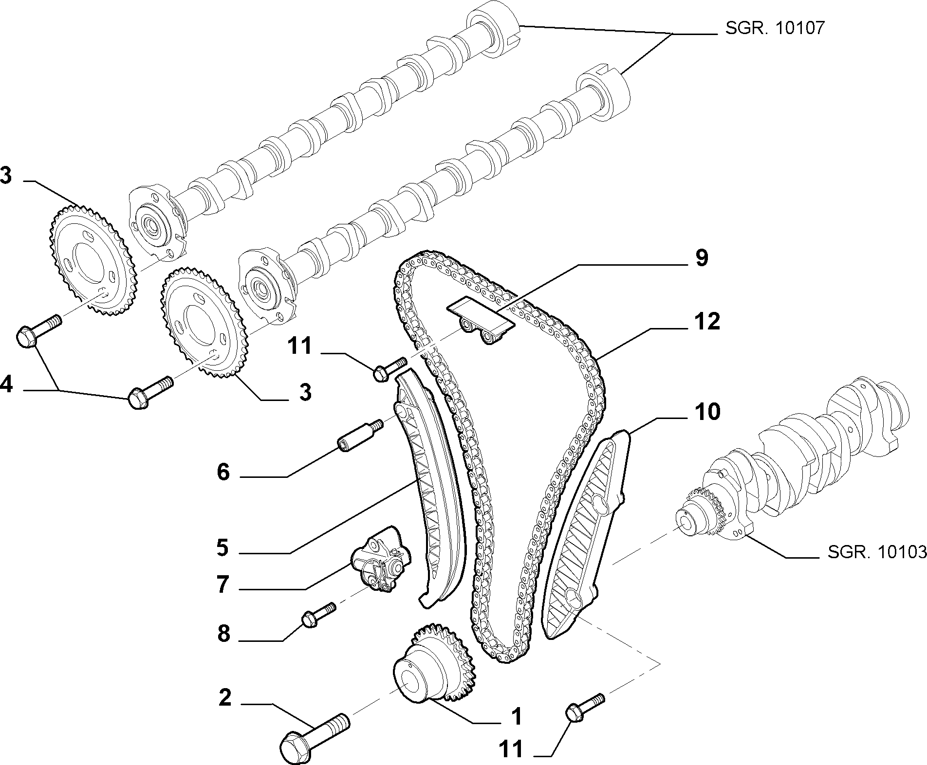 FIAT 9659679980 - Комплект цепи привода распредвала unicars.by