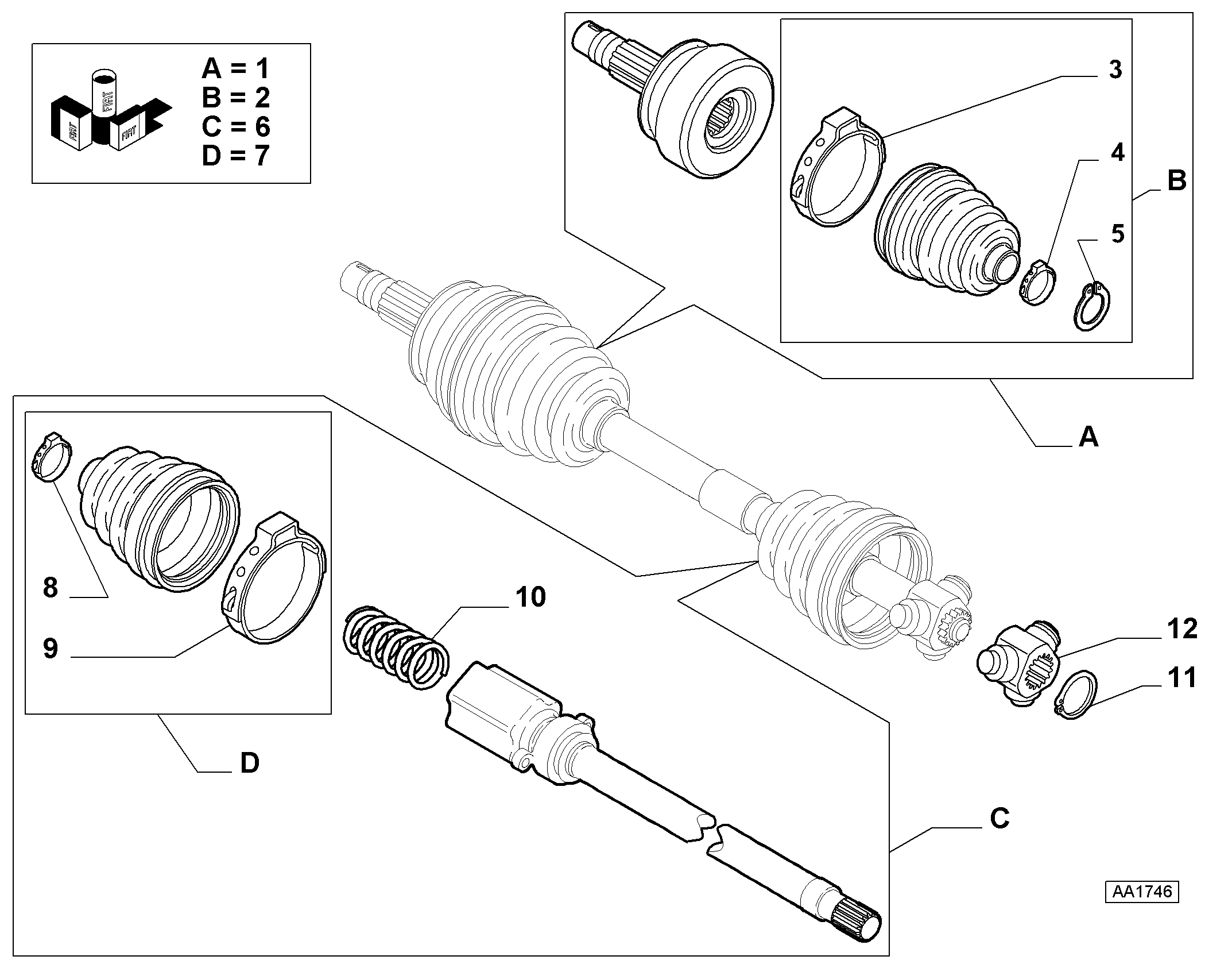 CITROËN 71771174 - Шарнирный комплект, ШРУС, приводной вал unicars.by