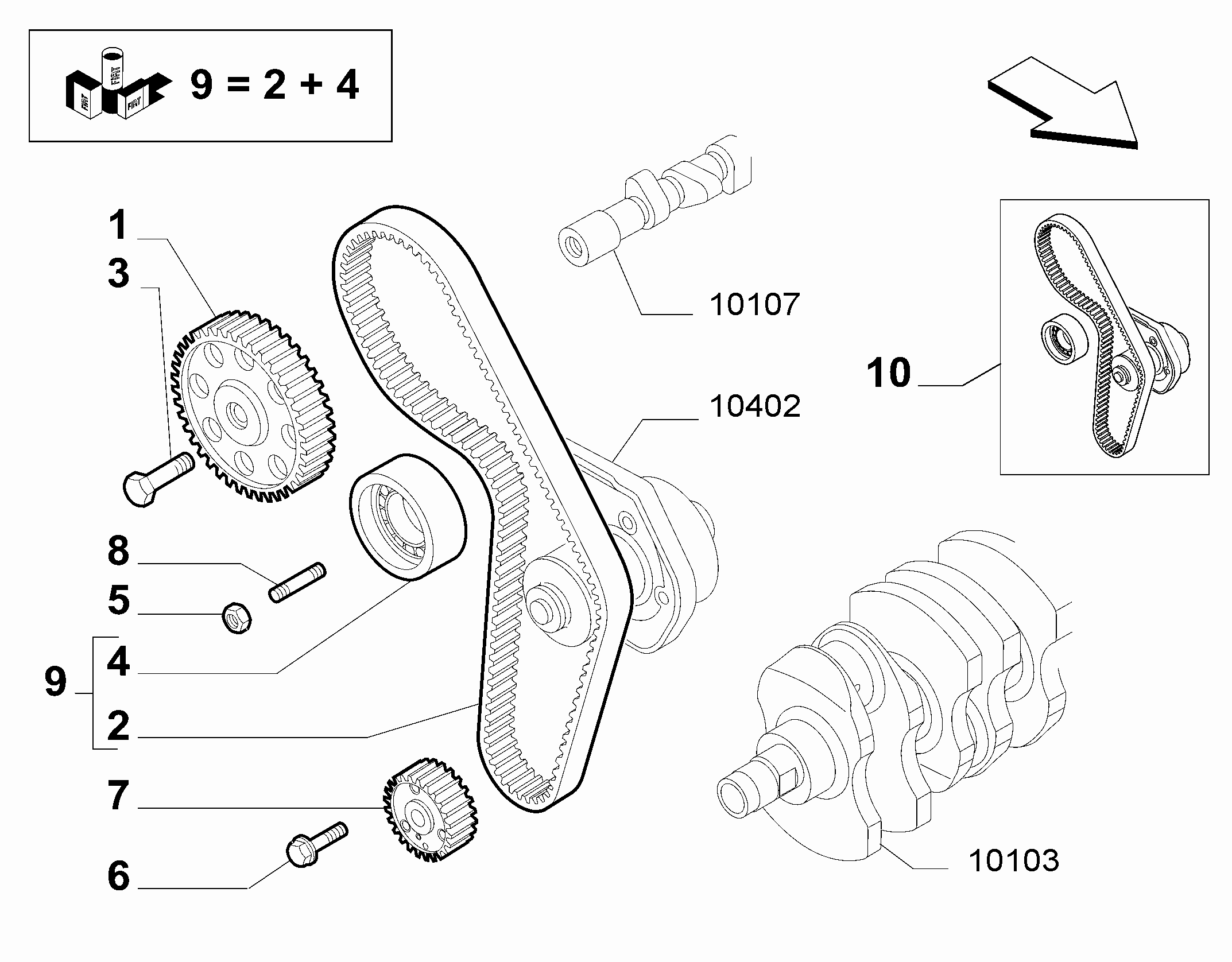 Jeep 71771575 - Водяной насос + комплект зубчатого ремня ГРМ unicars.by