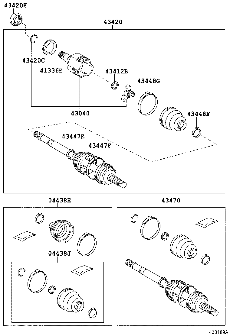 TOYOTA 434030H020 - Шарнирный комплект, ШРУС, приводной вал unicars.by