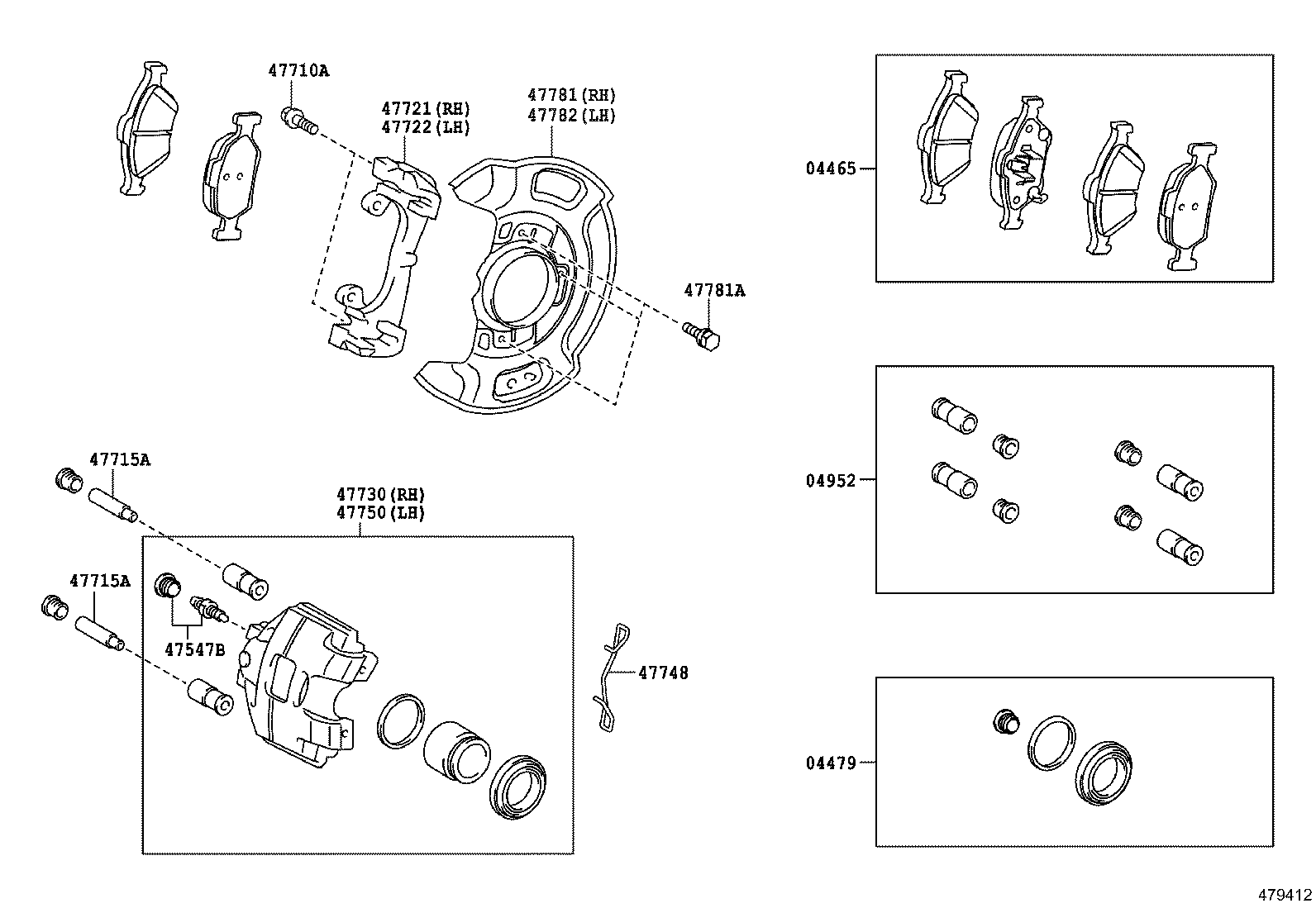 TOYOTA 04465-0D050 - Тормозные колодки, дисковые, комплект unicars.by