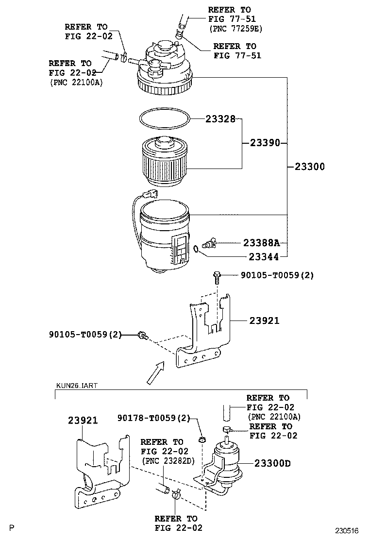 TOYOTA 23390-0L041 - Топливный фильтр unicars.by