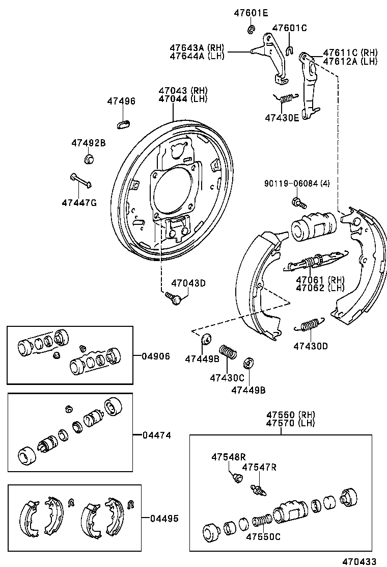 TOYOTA 0449526230 - Комплект тормозных колодок, барабанные unicars.by