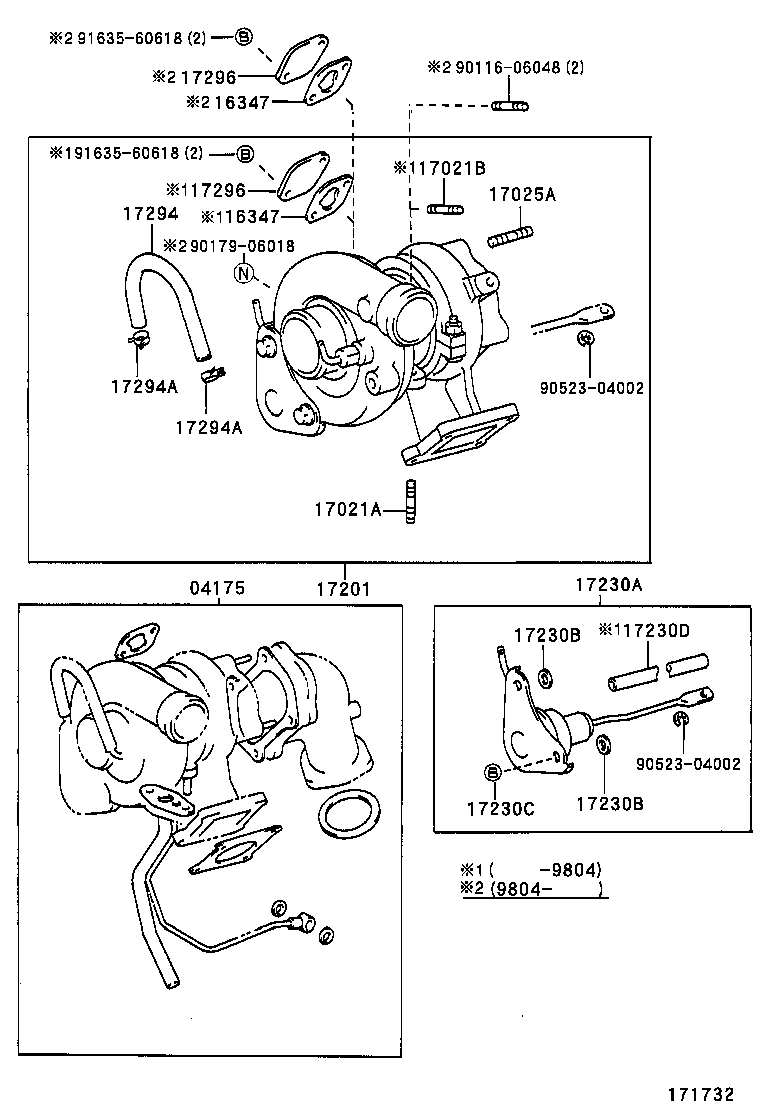 TOYOTA 1720154090 - Турбина, компрессор unicars.by