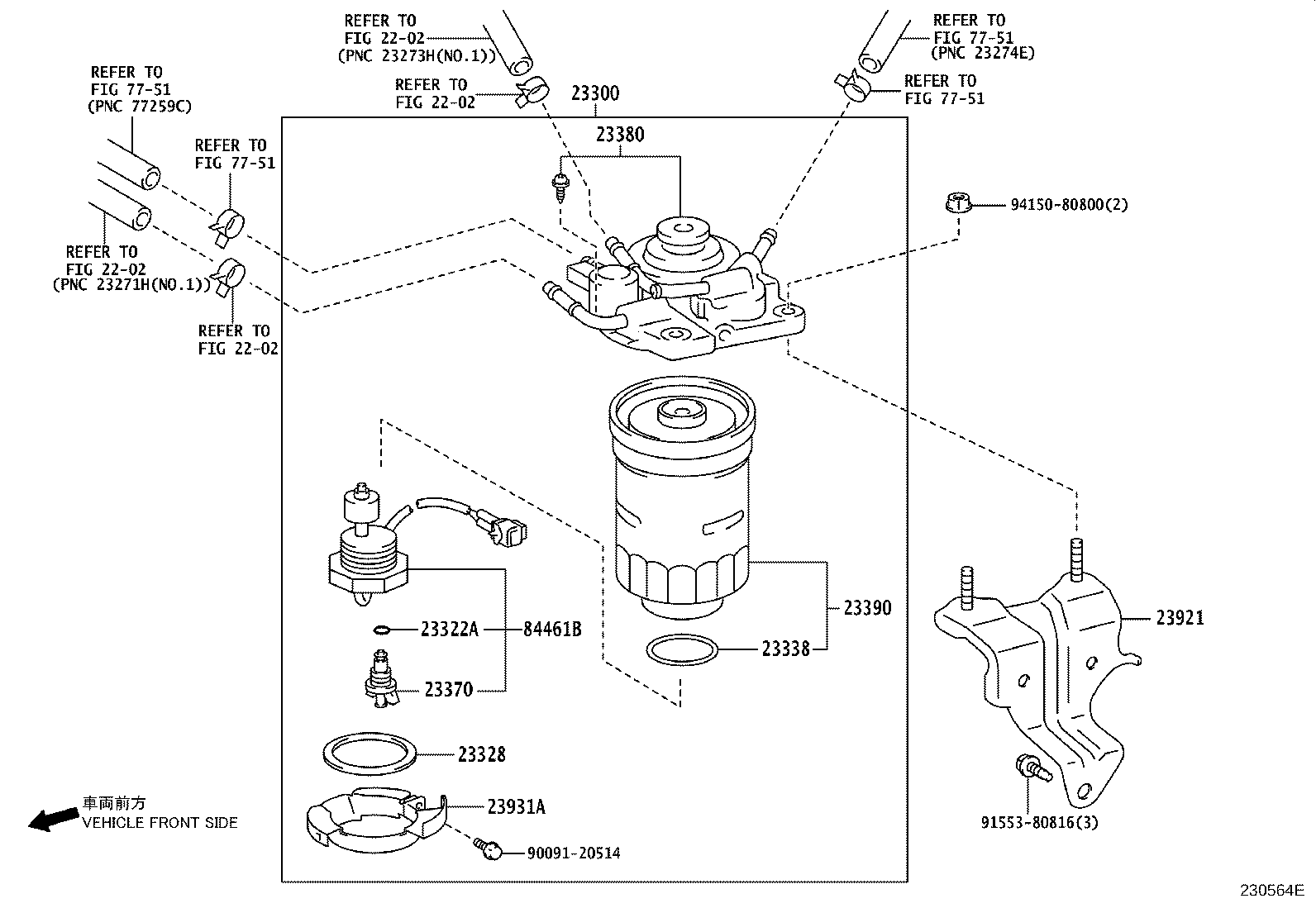 TOYOTA 2339030340 - Топливный фильтр unicars.by